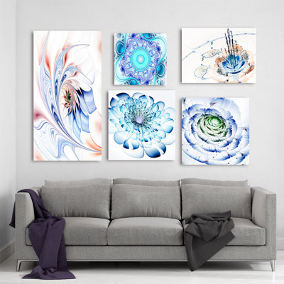 " White Flower Collection Abstract " 5 - Pieces