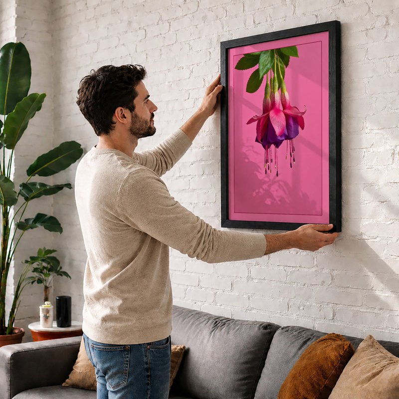 Fuchsia Blooms Botanical - Framed Print, A3 - 42.0 x 29.7 cm, Unframed