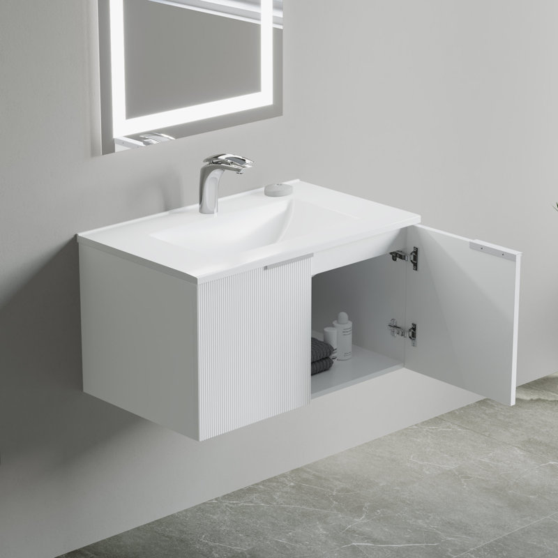 30" Single Vanity Set, Base, Ceramic Top, White