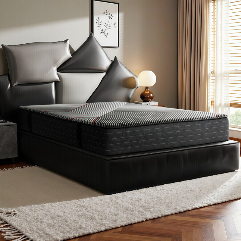 Matelas hybride rafraîchissant avec ressorts ensachés | Support moyen ferme de 11 pouces, isolement de mouvement et bord renforcé pour plus de stabilité