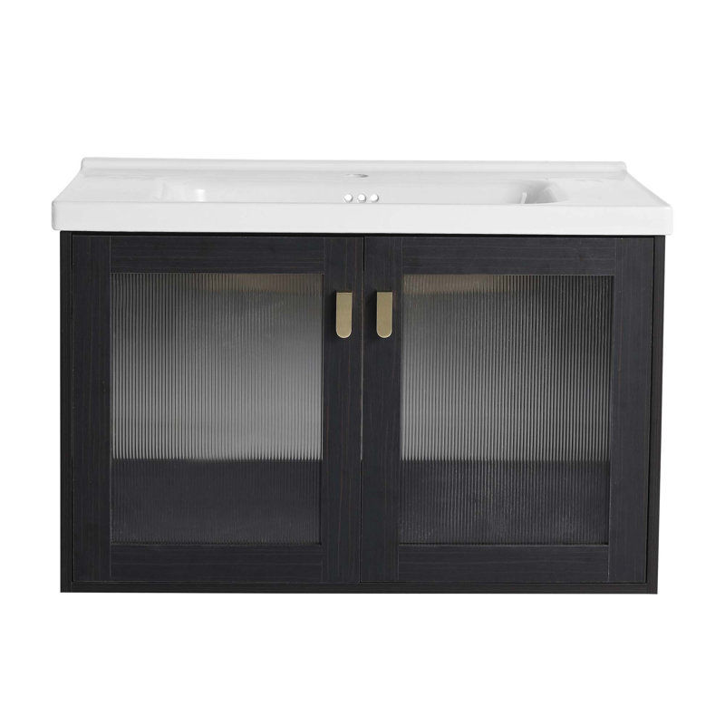 Meuble-lavabo mural 32 po avec lavabo, pour petite salle de bain
