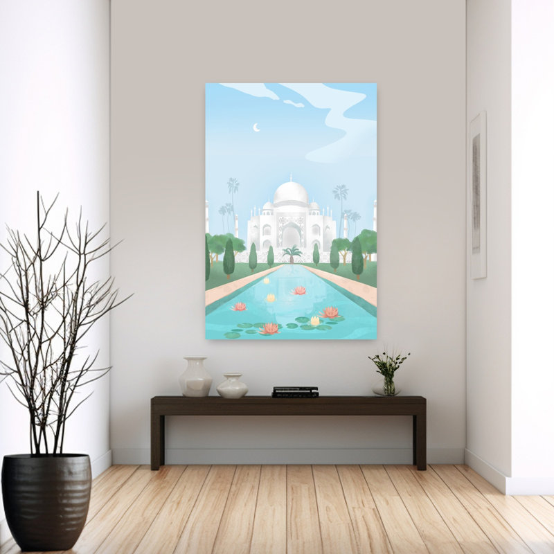 Taj Mahal, Inde, paisible, paisible lis serein, paysage architectural, impression d'art mural, H 60 po x l 40 po
