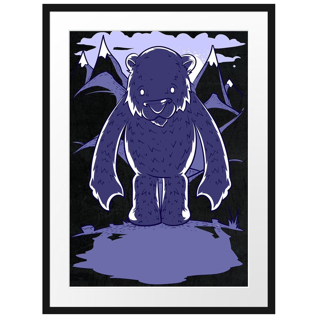 Gerahmtes Poster Purple Bear Black