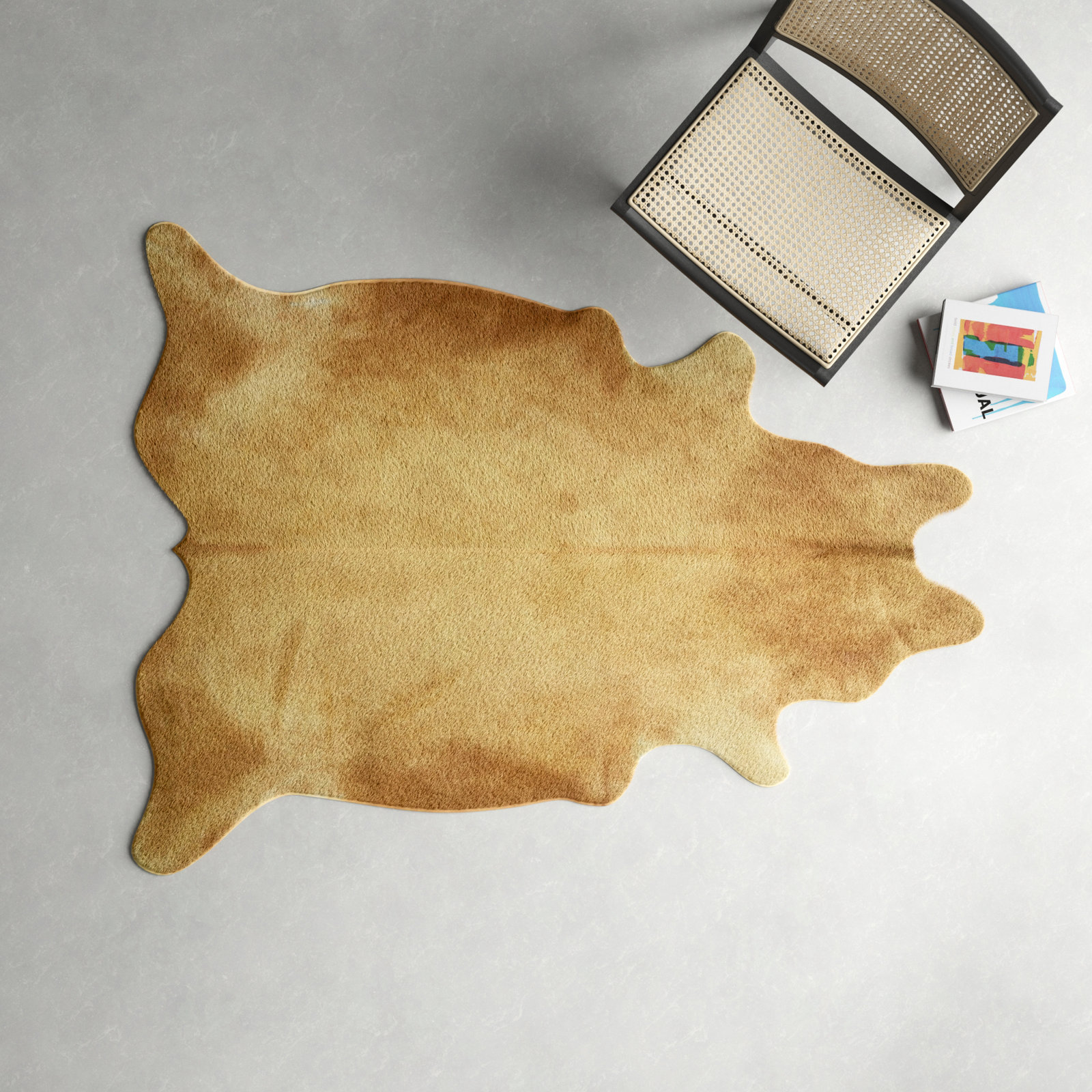 Charlize Natural Beige Handmade Cowhide Rug, 6' x 8'
