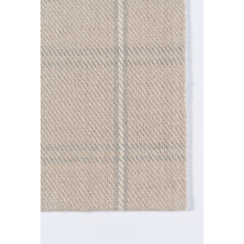 Wool Plaid Area Rug in Beige, Rectangle 5' x 8'