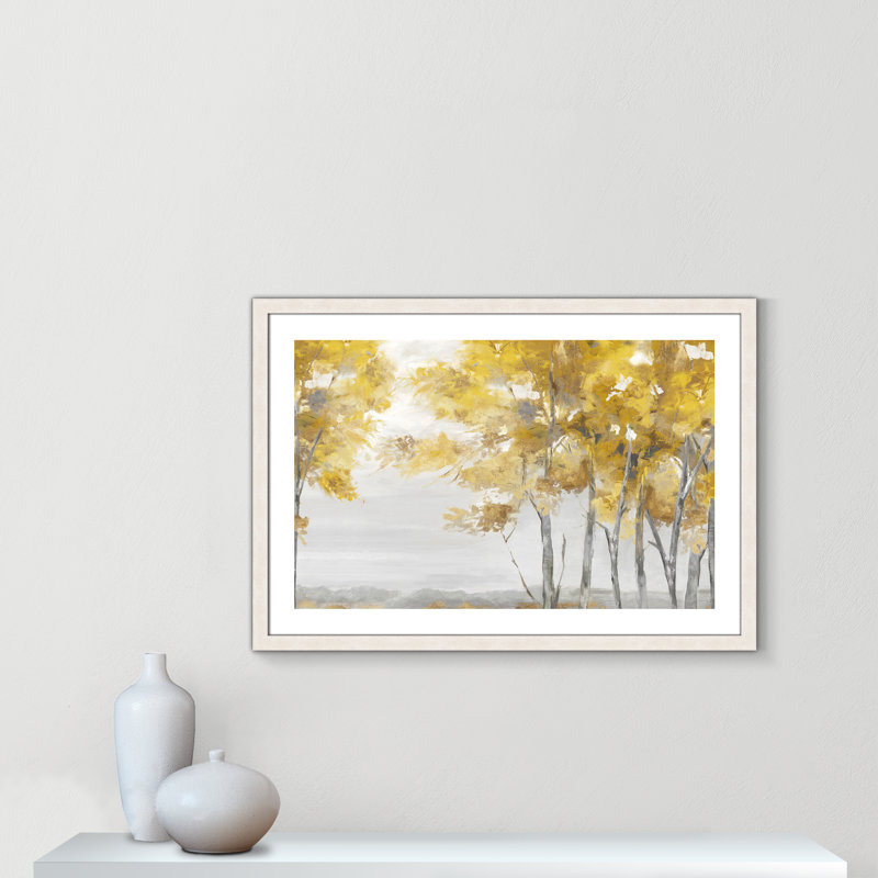 Jaune altruiste - Art encadré autoportant, H 26 po x l 36 po x P 1,125 po, Cadre à grain de bois blanc