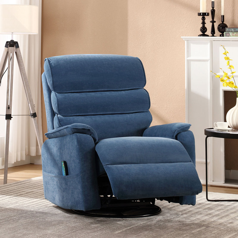 Fauteuil inclinable à bascule large avec fauteuil massant et chauffant, Microfibre / microsuède bleu