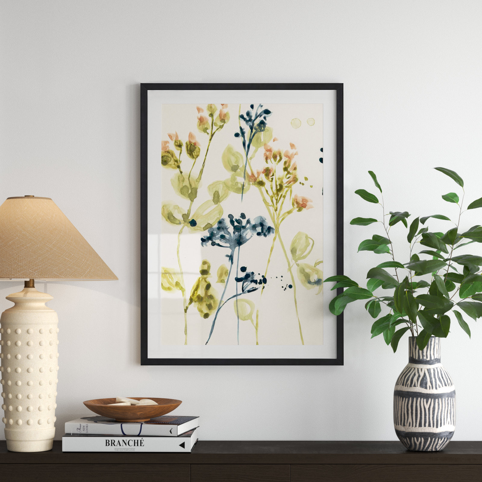Blush Buds II by Jennifer Goldberger, Black, 36"H x 24"W