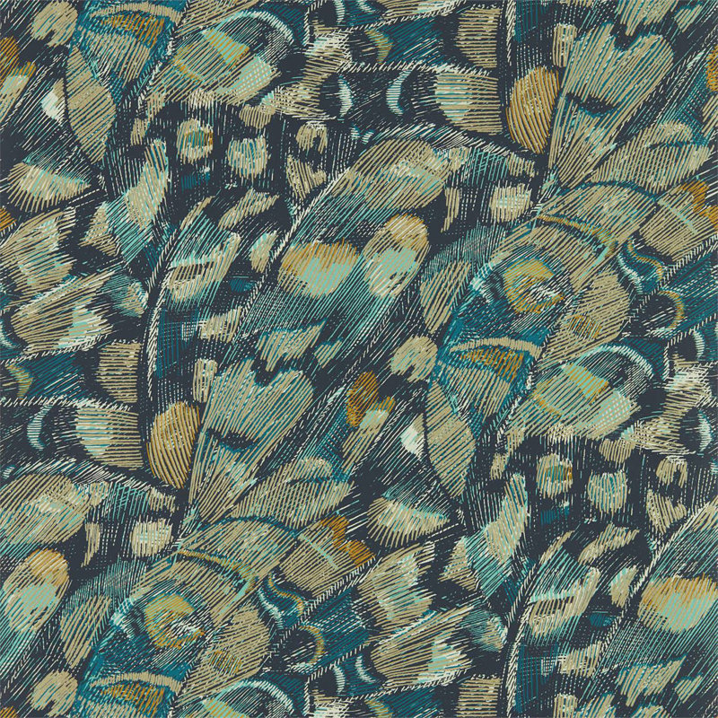 Lamina 10.05m x 68.6cm Titanium/Oyster Wallpaper Roll, Ink/Marine