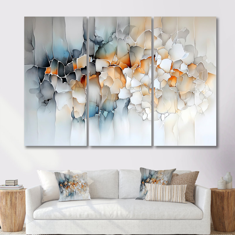 «White Botanical Exploration II - Abstract Botanicals», ensemble d'art mural, H 40 po x l 60 po, Toile tendue