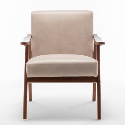 Mid-Century Modern Accent Chair with Solid Wood Frame