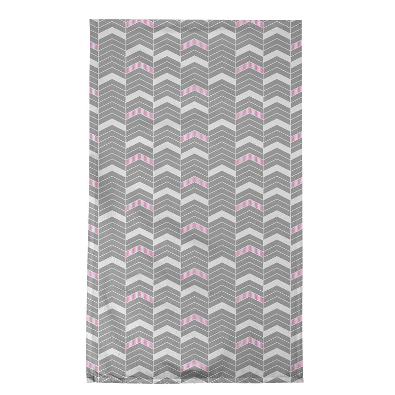 Stephenie Tea Towel Kitchen Towel, Gray/Pink, Cotton Twill