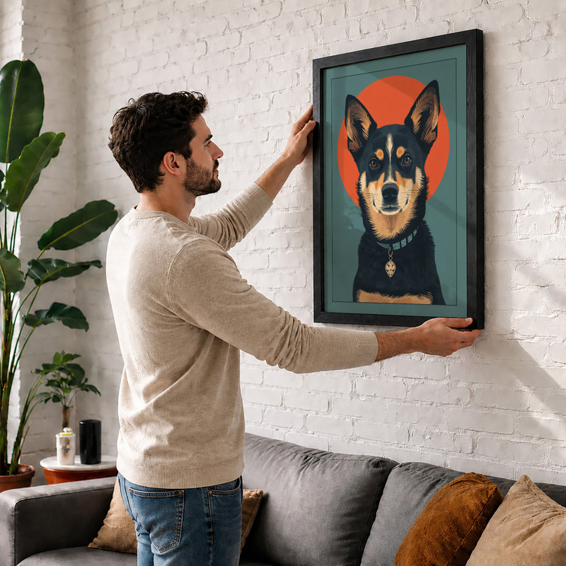 Studded Chihuahua Pop Art - Framed Print, Oak, A4 - 29.7 x 21.0 cm