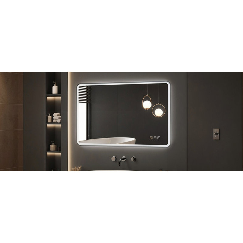 Miroir de salle de bain à DEL avec lumières, miroir intelligent Bluetooth à température de couleur réglable, miroir de meuble-lavabo avant antibuée pour fixation murale