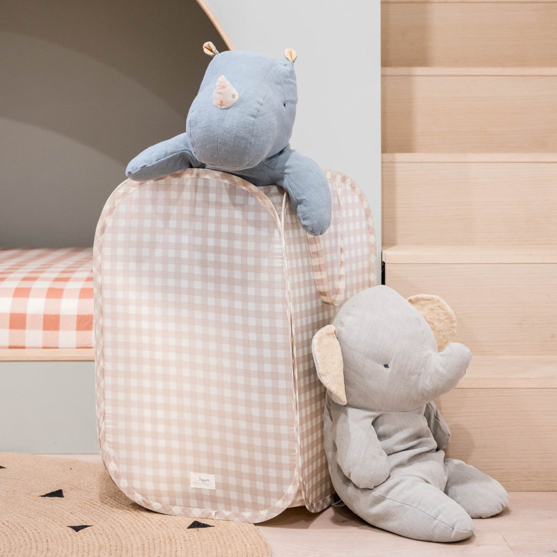 3 Sprouts Recycled Pop-up Hamper/gingham/beige