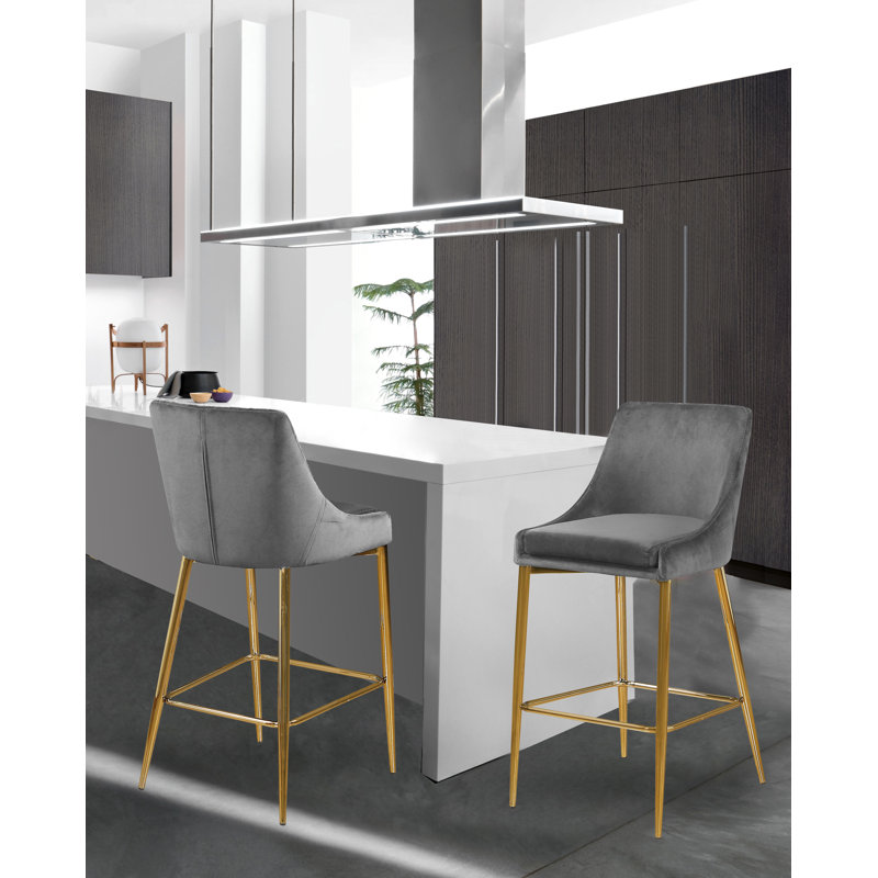 Karina 27.5" Bar Stool, Gold, Gray