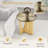 Round Brushed Gold Tray Top End Table With Solid Wood Base-767312310