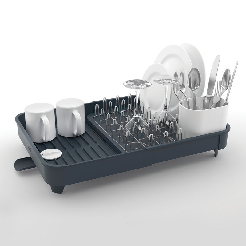 Extend Expandable Dish Drainer Rack With Removable Cutlery Holder Swivel Draining Spout