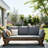 Modern Gray Acacia Wood Outdoor Sofa With 3-Level Adjustable Back, Convertible Patio Daybed With Water-Resistant Cushions-818704238-818704232