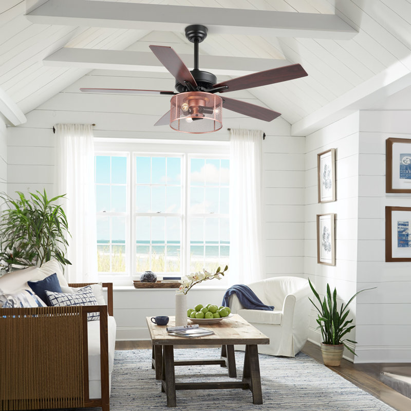 Sherranda 52'' Ceiling Fan with Light Kit, Red/Pink