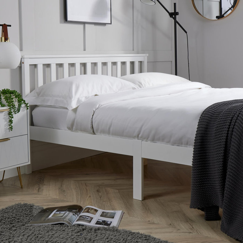 Altamont Solid Wood Low End Bed Frame, White, Double (4'6)