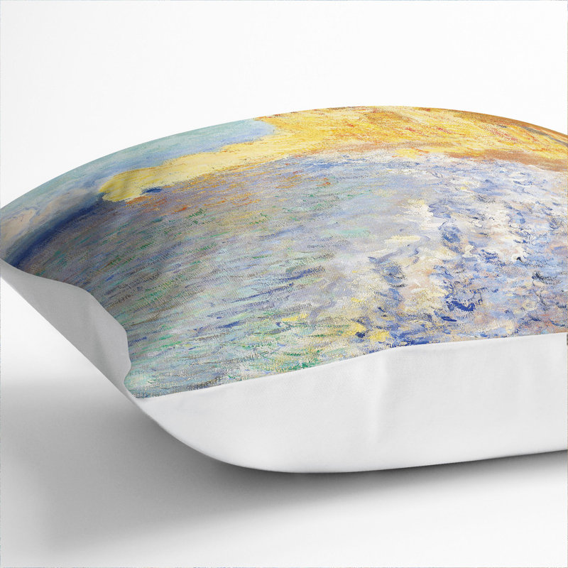 Morning In Etretat Square Throw Cushion, 40cm H x 40cm W x 15cm D, White