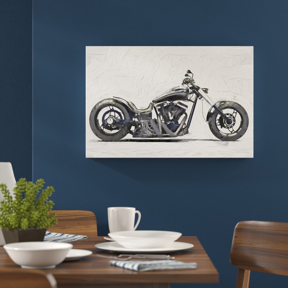 Leinwandbild „Motorrad grau Carbonoptik“, Grafikdruck