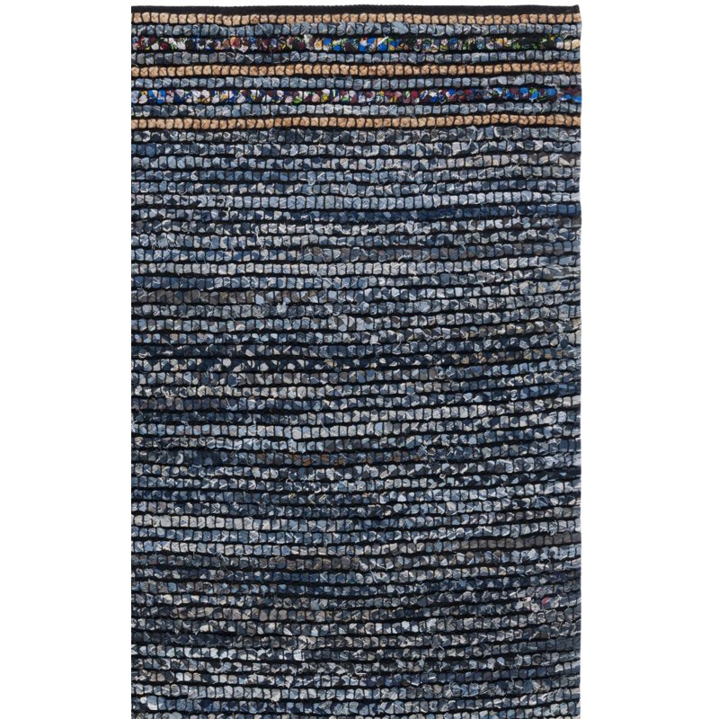 Tapis rayé en jute de coton 0,9 po Samant, Tapis de couloir 2 pi 3 po x 8 pi