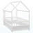 Twin Size Floor Wooden Bed With House Roof Frame, Fence Guardrails,White-1493820009-1493819990
