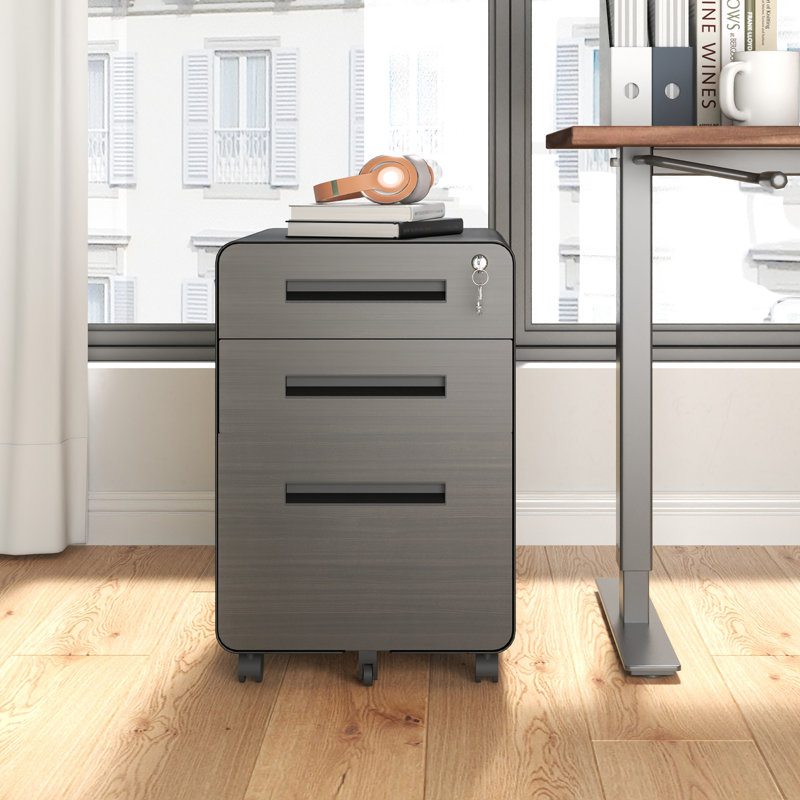 40cm Wide 3 -Drawer File Cabinet, Black