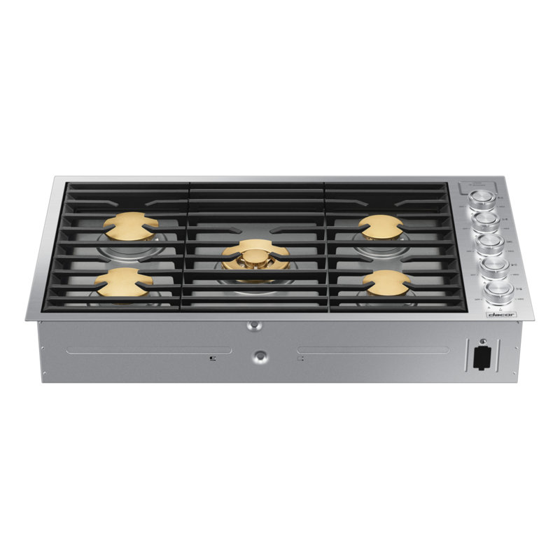 36" Gas 5 Burner Cooktop, Silver Stainless