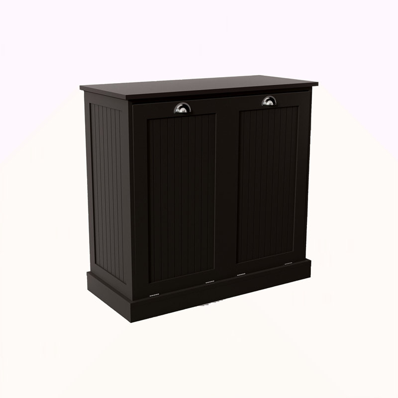Armoire de trieur de linge inclinable à deux compartiments, Noir