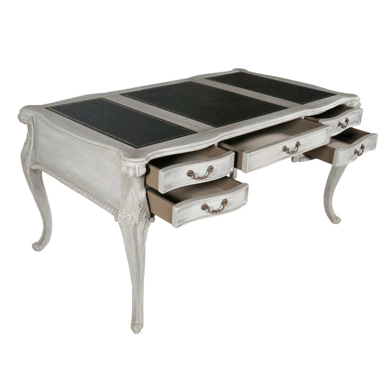 Henkel Solid Wood Base Writing Desk, Mystique Gray
