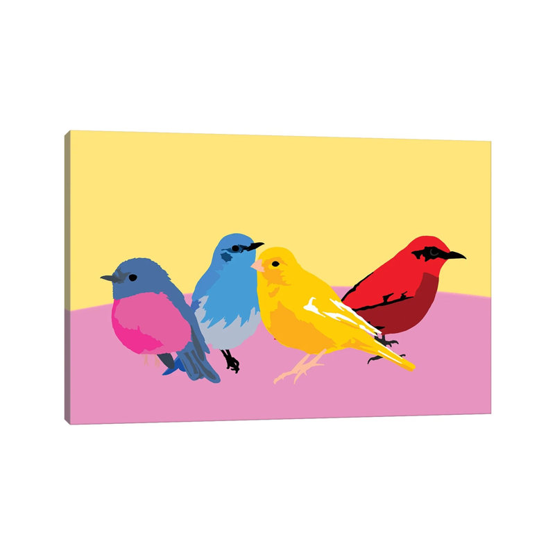 A Flock Of Sweet Birds - Wrapped Canvas Painting, 20.32 cm H x 30.48 cm W