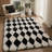 Modern Beige/Brown Checkered Machine-Washable Shag Area Rug-376080391-376080390