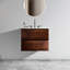 Wall Mount 24" Walnut Bathroom Vanity With Ceramic Sink With Three Faucet Holes