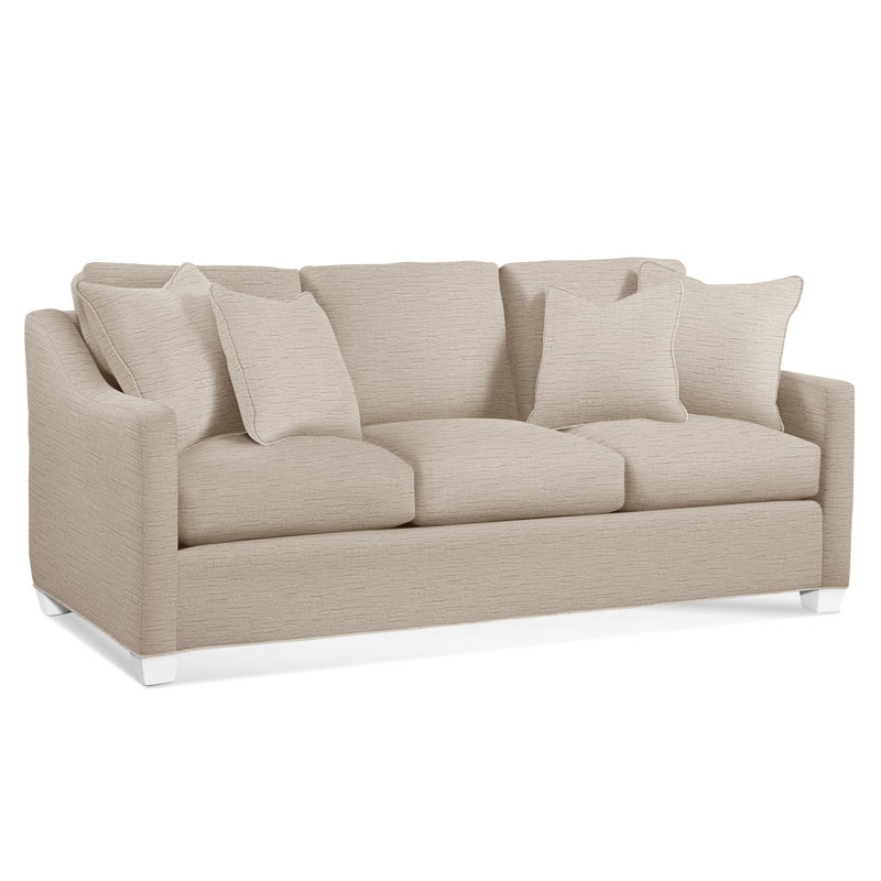 Oliver Sofa, Frost White Finish, Beige Performance Fabric; 0851-73
