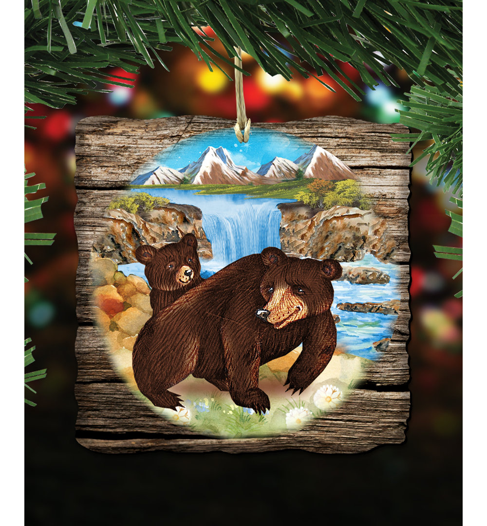 Bear Cabin Shaped Wood Ornament Millwood Pines