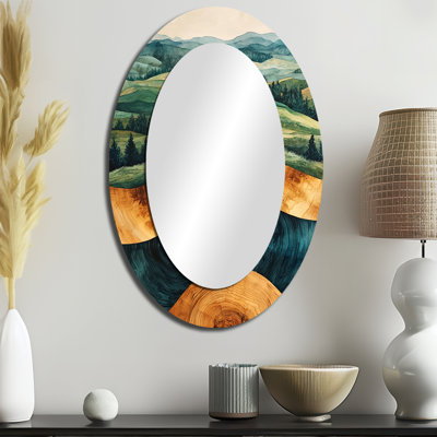 Cows Into A Summer Field Landscape II - Miroir mural traditionnel ovale
