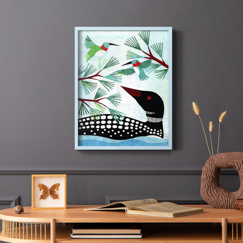 «Forest Creatures», reproduction encadrée en bois massif, Cadre simple bleu, H 10 po x l 8 po
