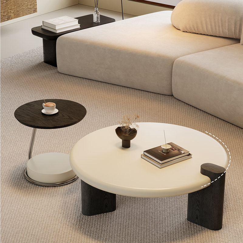 Mid-century Round Coffee Table Set, 15.7" H x 35.4" L x 35.4" W