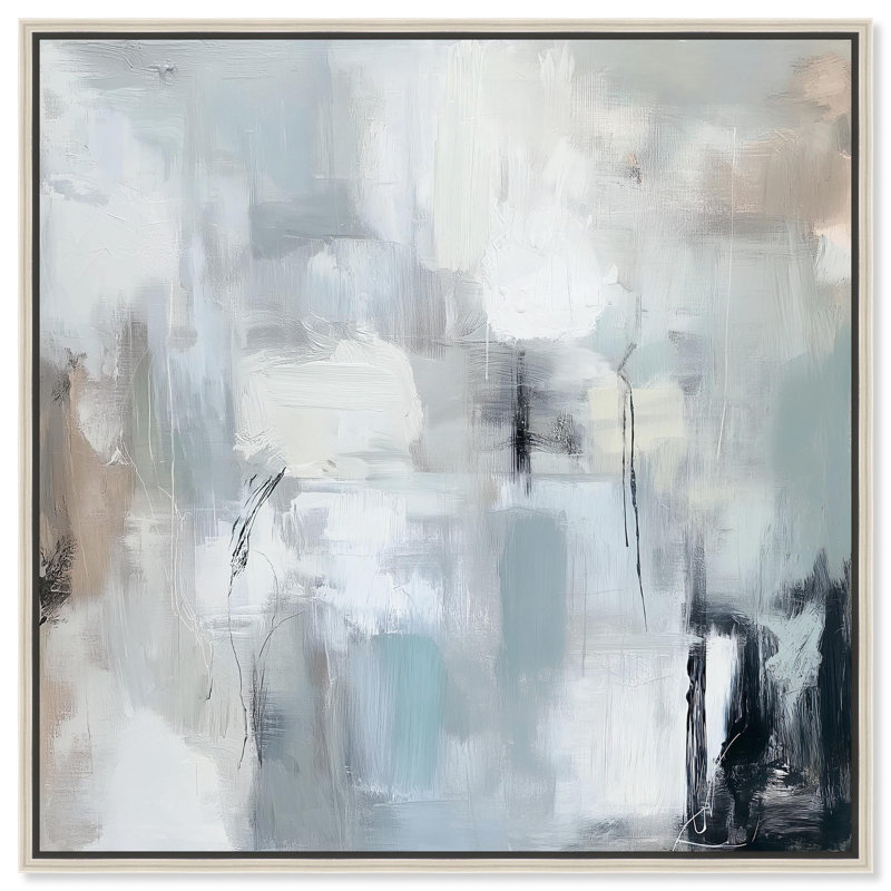 "Moonlit Veil II" par Minimal Abstracts par Art Remedy, Encadrement argenté, H 21 po x l 21 po x P 2 po