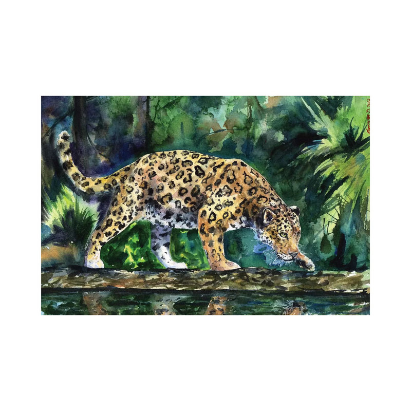 Leopard by George Dyachenko - Wrapped Canvas Painting, 66.04 cm H x 45.72 cm W x 1.91 cm D