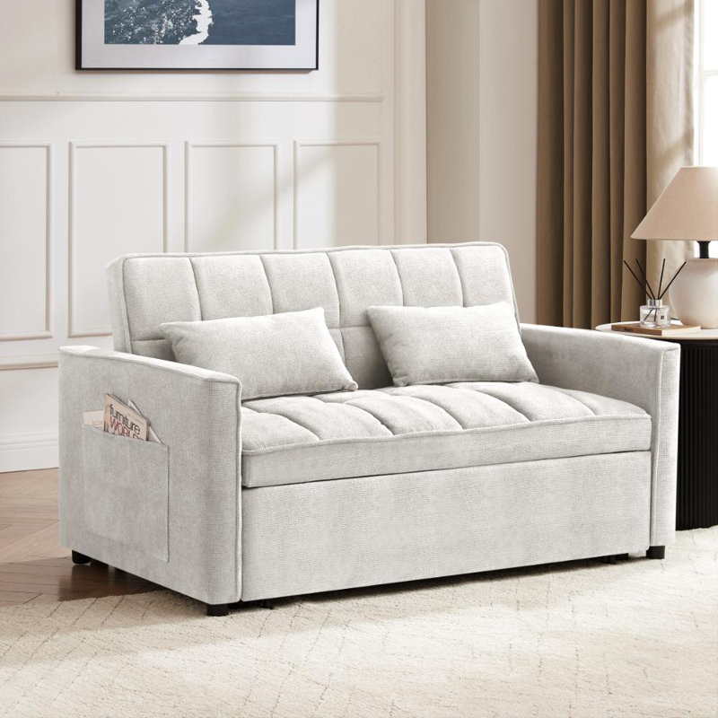 Harriet 2 Seater Linen Sofa Bed, Grey