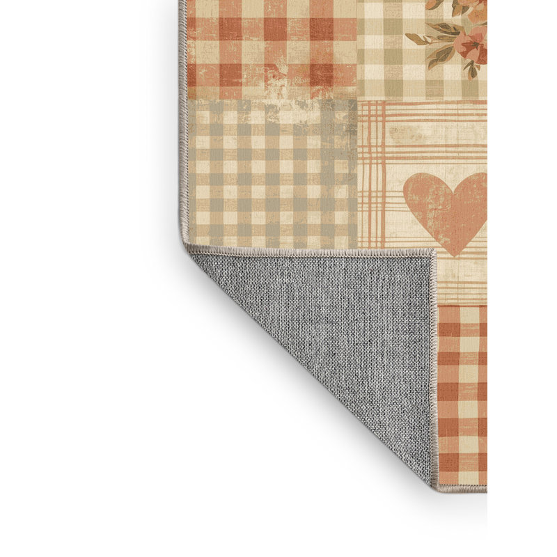 Tapis en patchwork beige lavable à la machine Pavla Cottage Americana, Carré 4 pi