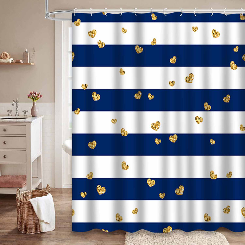 Rideau de douche En Hearts Stripes, L 72 po x l 72 po