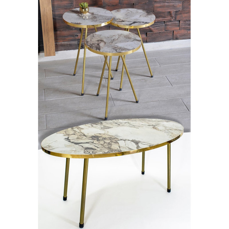 Chattanooga Living Room Table Set, White Marble