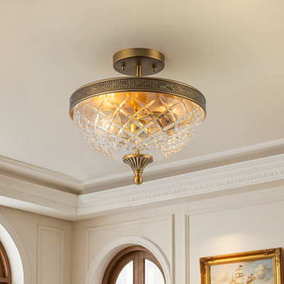 2-Light Glass Semi Flush Mount