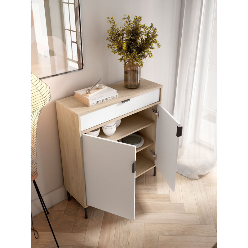 16 Pair Shoe Storage Cabinet, Oak/White