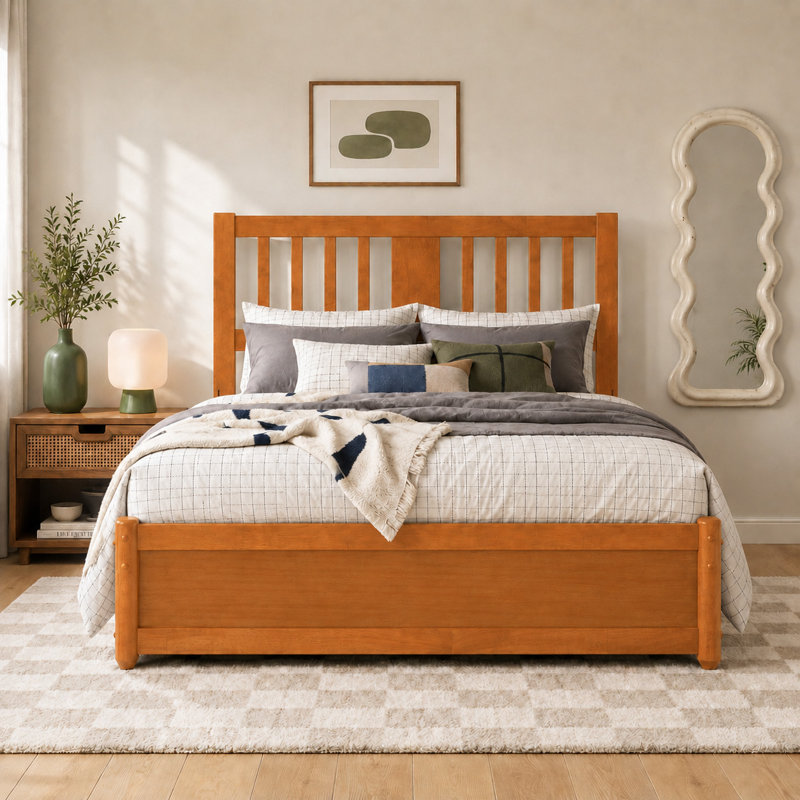 Lit plateforme avec rangement en bois Graham, Light Toffee, Full